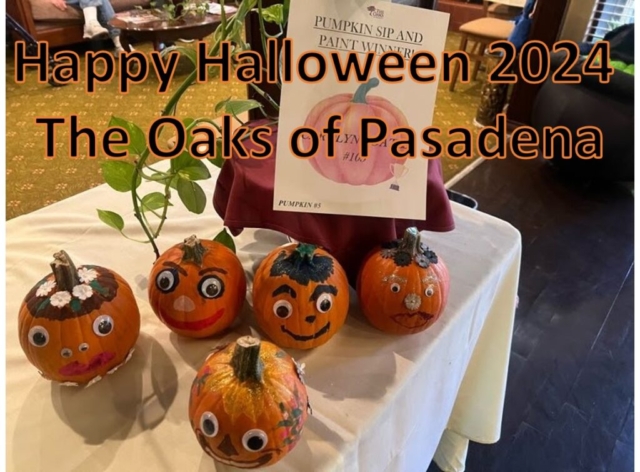 Halloween pumpkin carving and other activities are scheduled for our residents regularly at The Oaks of Pasadena