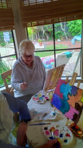 Painting classes are one of the fun and relaxing activities scheduled at The Oaks of Pasadena